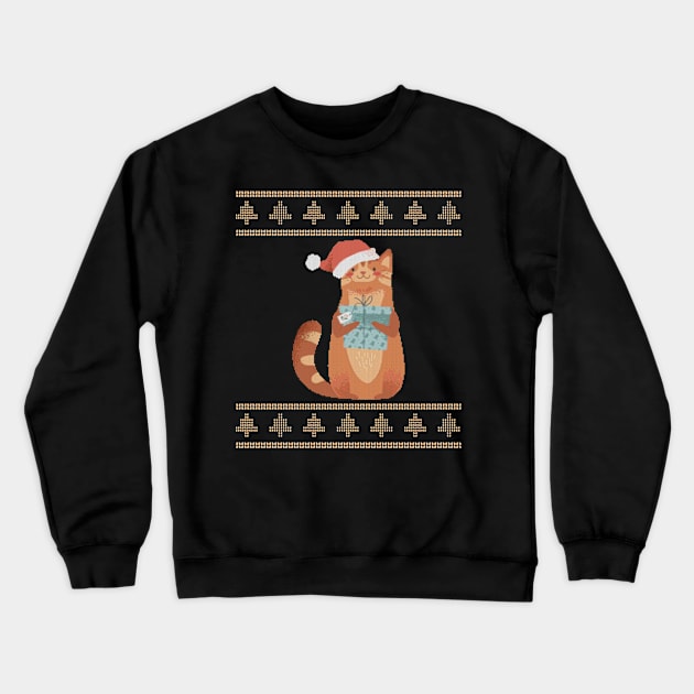 Christmas - Ugly Christmas Cat Crewneck Sweatshirt by Shiva121